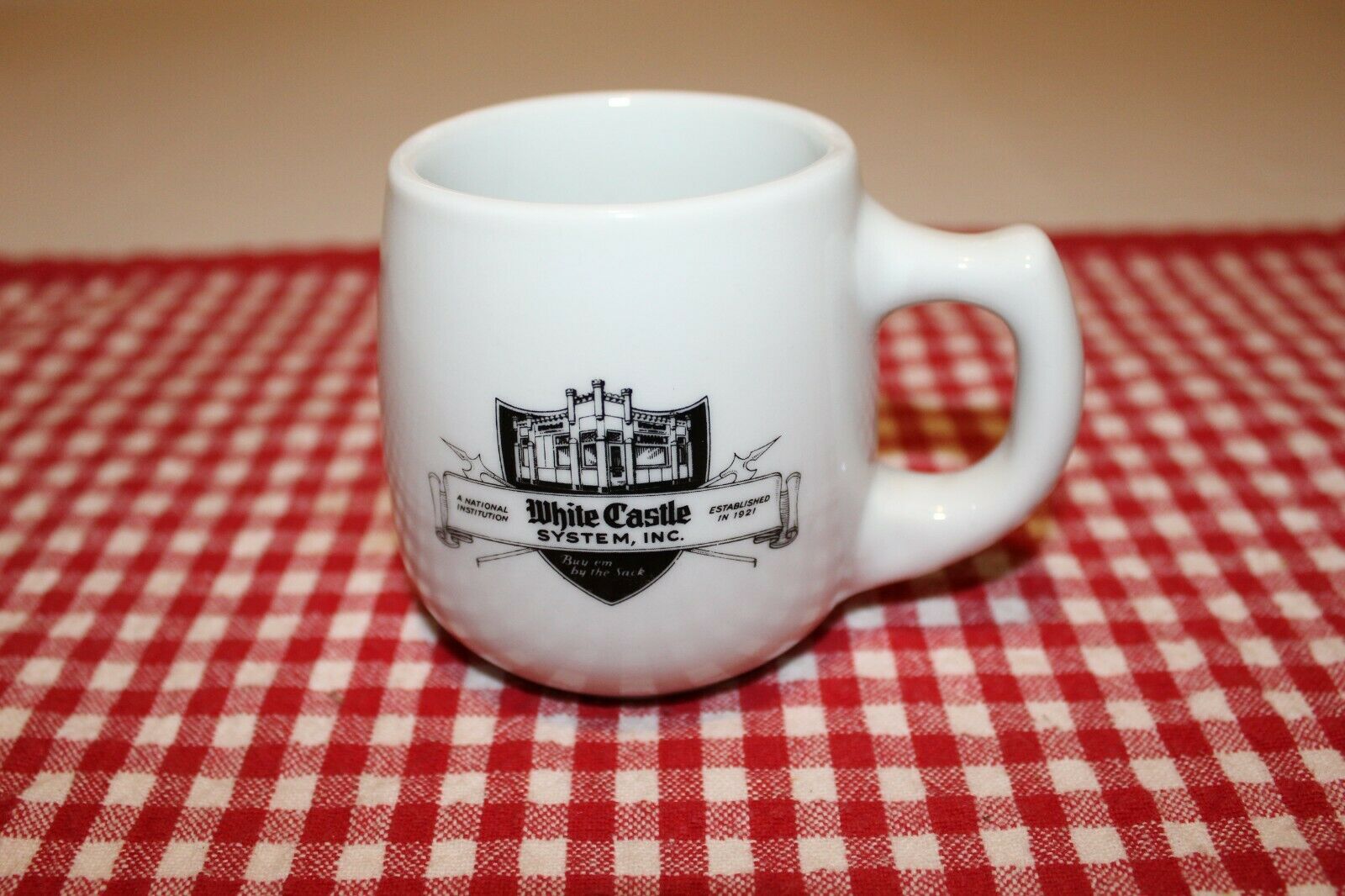 Vintage White Castle System Coffee Mug With Ashtray Bottom 6 Oz.