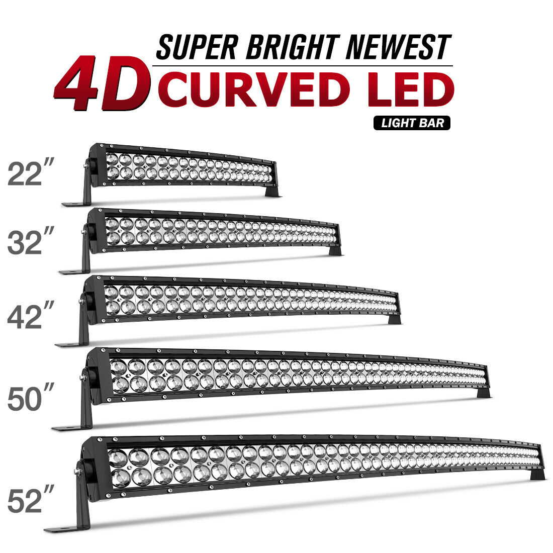 52/50/42/32/22inch Curved Led Light Bar Driving Truck Suv Boat Offroad 672w/700w