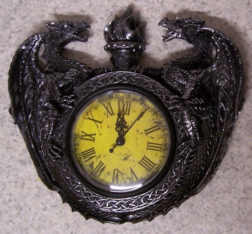 Clock Medieval Dragons Guardians Of Chronos Wall Mount New Aa Battery