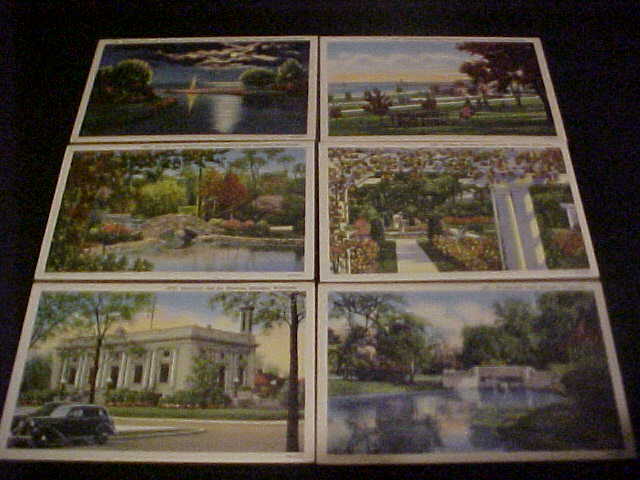 Kenosha Wi, Lot Of 6 Linen Postcards, Art Museum, Alford Park, Etc, Free Ship