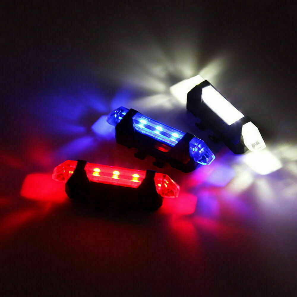 Bike Tail Light Bicycle Rechargeable Usb 5 Led Safety Rear Lamp Flashing Wraning