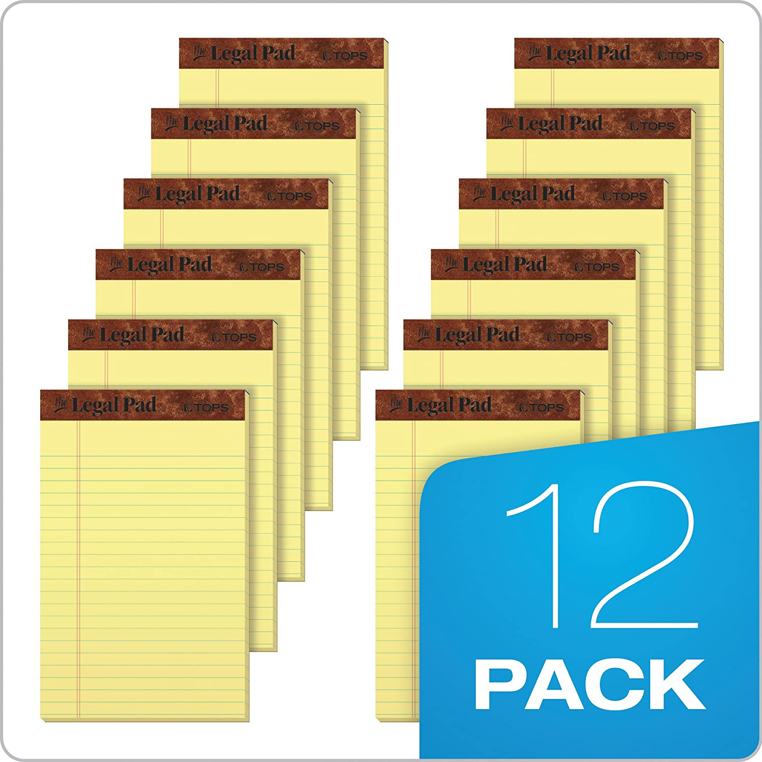 12 Pack Writing Pads Jr. Legal Rule 5 X 8 Canary Yellow Paper 50 Sheets Notepad