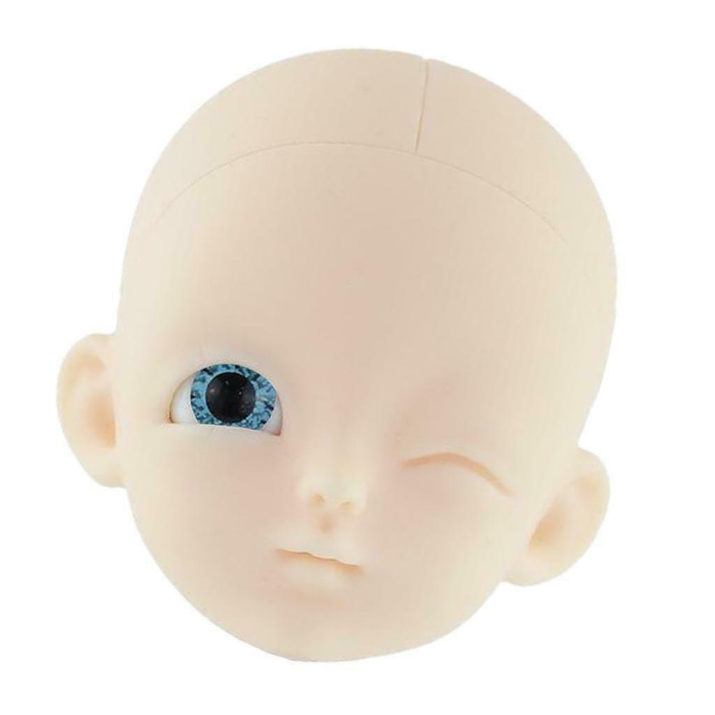 28cm Bjd Wink Plastic Figure Doll Parts Making Practice Makeup Blue Eye Head