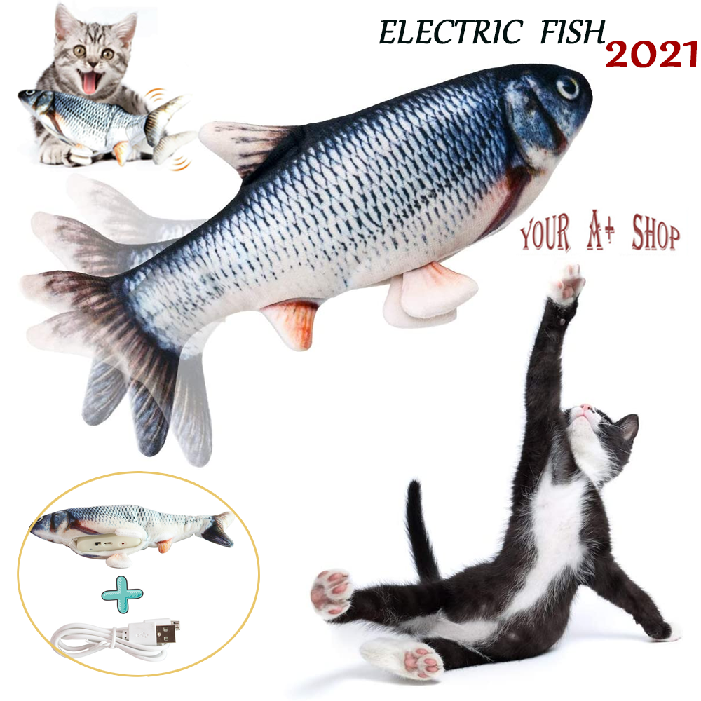 Electric Realistic Interactive Fish Cat Kicker Crazy Dancing Pet Toy Xmas Gift