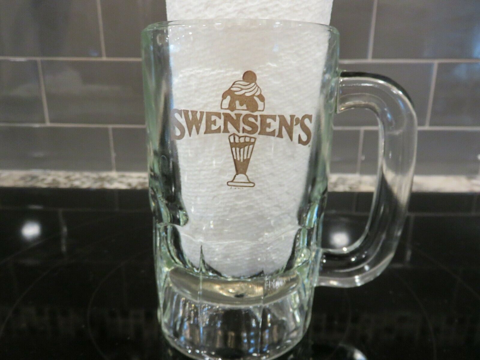 Vintage Swensen's Ice Cream Parlor Thick Glass 5 3/8" Root Beer Float Mug Rare