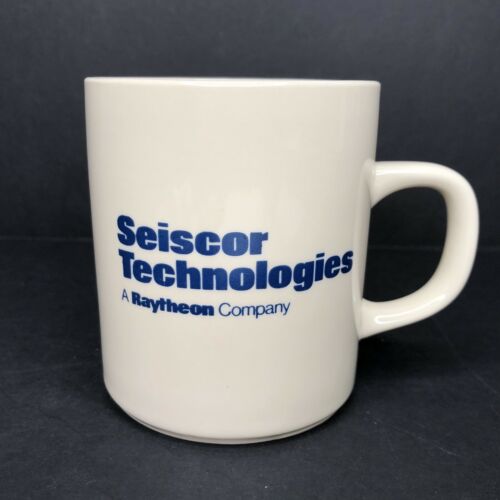 Seiscor Technologies A Raytheon Company Coffee Mug Beige Vtg Advertising