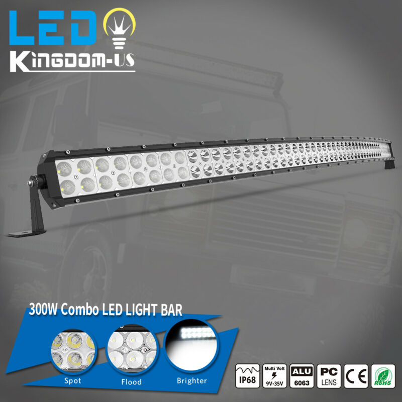 Offroad 52inch Led Work Light Bar Curved Flood Spot Combo Truck Roof Driving