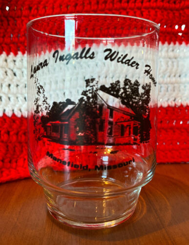 Vintage Laura Ingalls Wilder Home Glass Cup Mansfield Missouri Souvenir