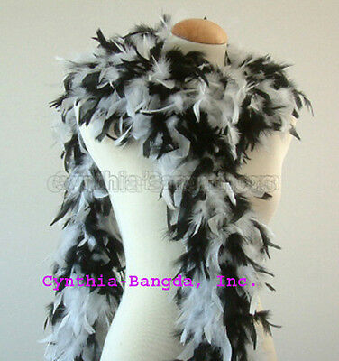 Black / White Mixture  65 Grams Chandelle Feather Boa  Party Halloween Costume