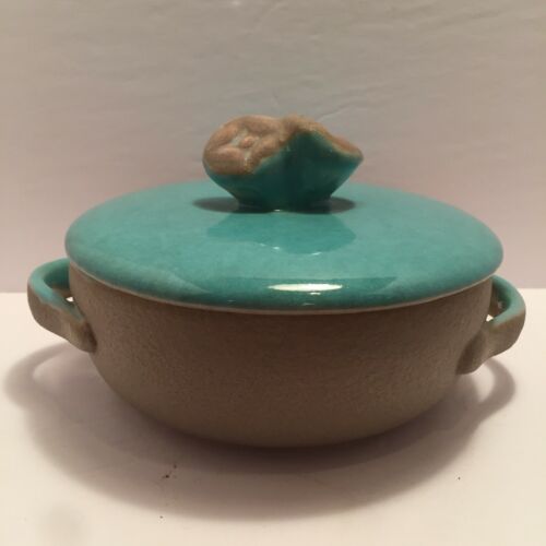 Vintage Teal Gray Winfield Pasadena Pottery Individual Casserole Dish #394