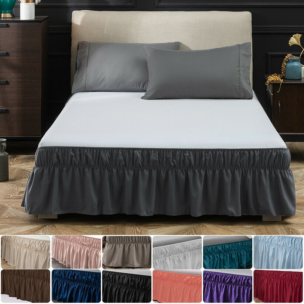 14'' 16'' 18'' Drop Bed Skirt Twin Queen King Size Dust Ruffle Wrap Around Bed