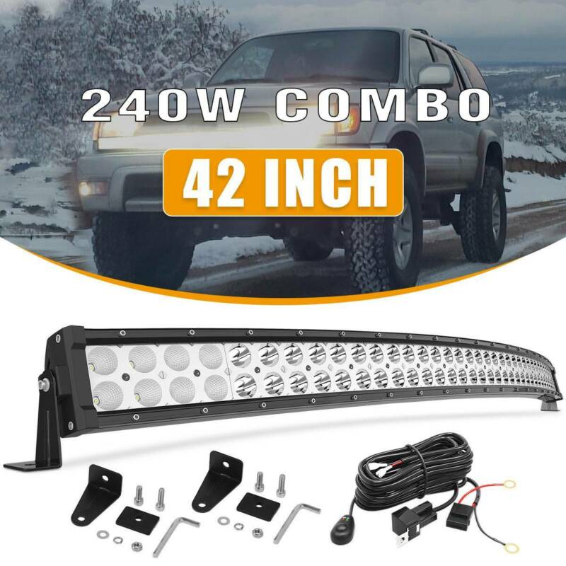 240w 42" Curved Spot Flood Combo Led Light Bar Driving Suv Ute  Offroad+ Wiring
