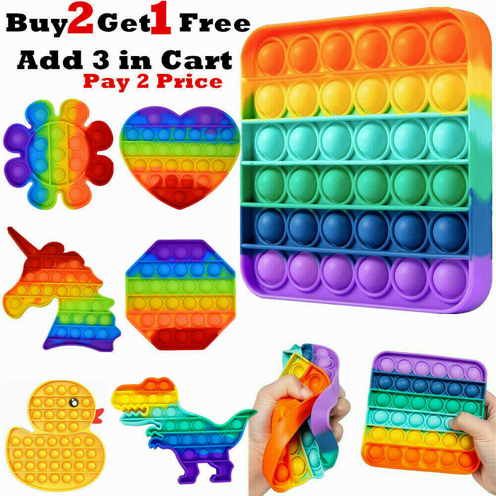 Push Pop Bubble It Sensory Fidget Rainbow Toy Autism Stress Relief Hand Game