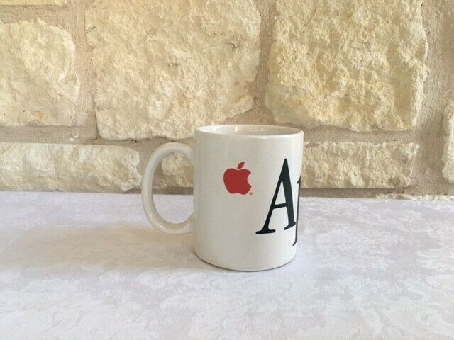 Vintage Apple Computer Ceramic Coffee Mac Mug Red Logo Collectible