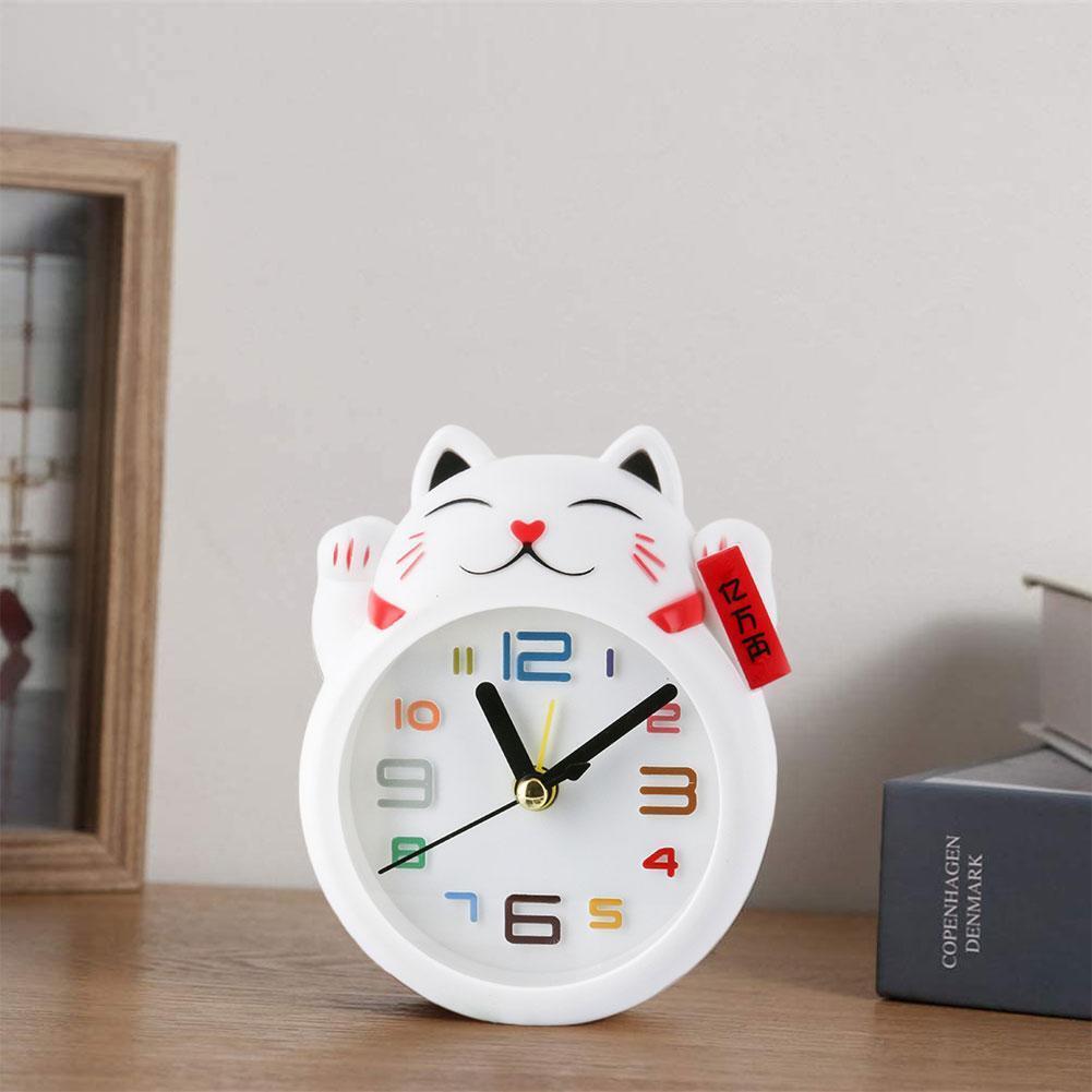 Chinese Lucky Cat Clock Feng Shui Figure Clock Kids Clock Top Alarm D8f5