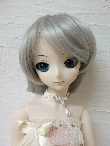 Heat Resistant Doll Wig [ Himekazura Curl Short Shine Silver M