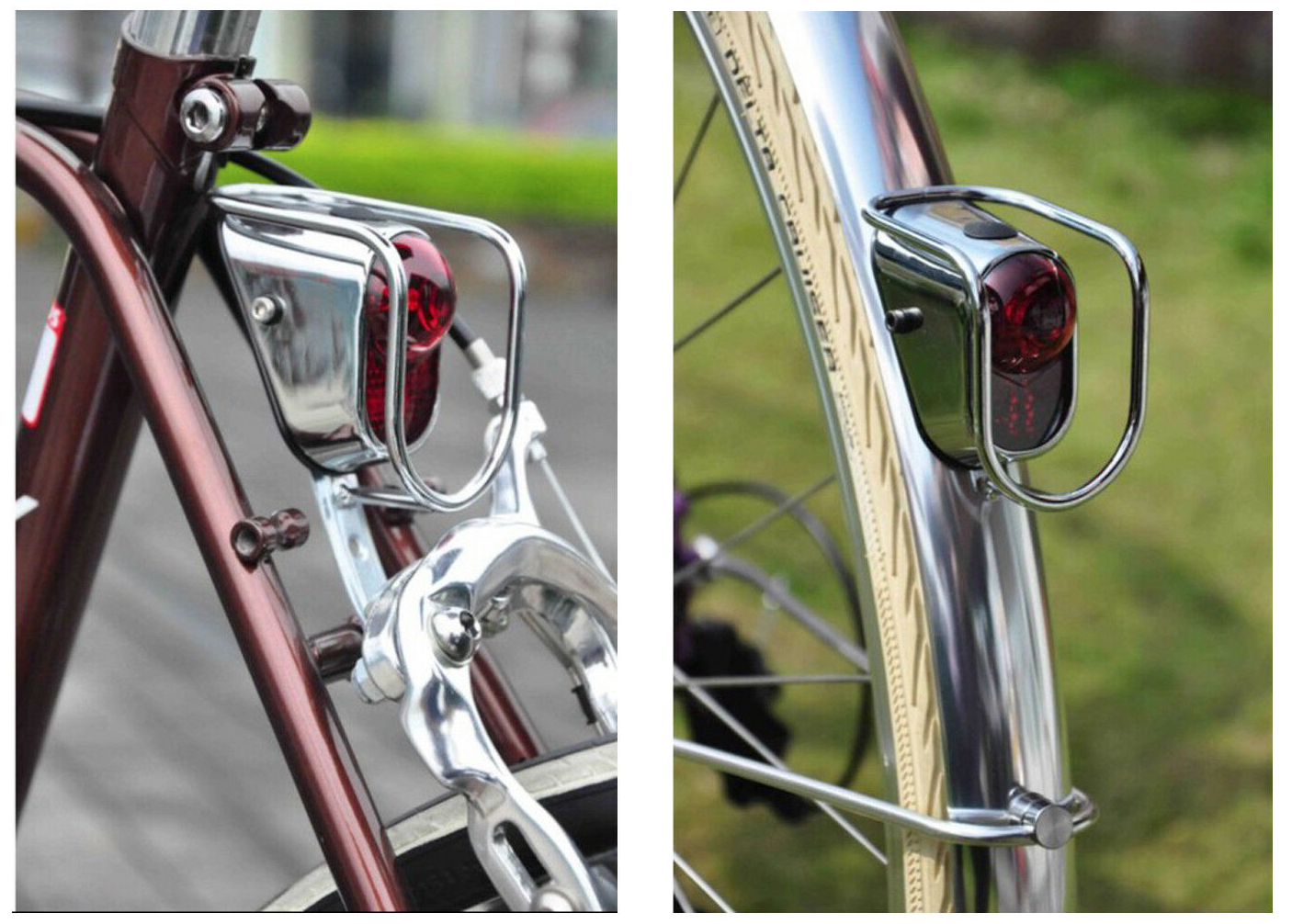 Bicycle Fender Light / Vintage Bike Tail Light / Retro Rear Light / Chrome Led