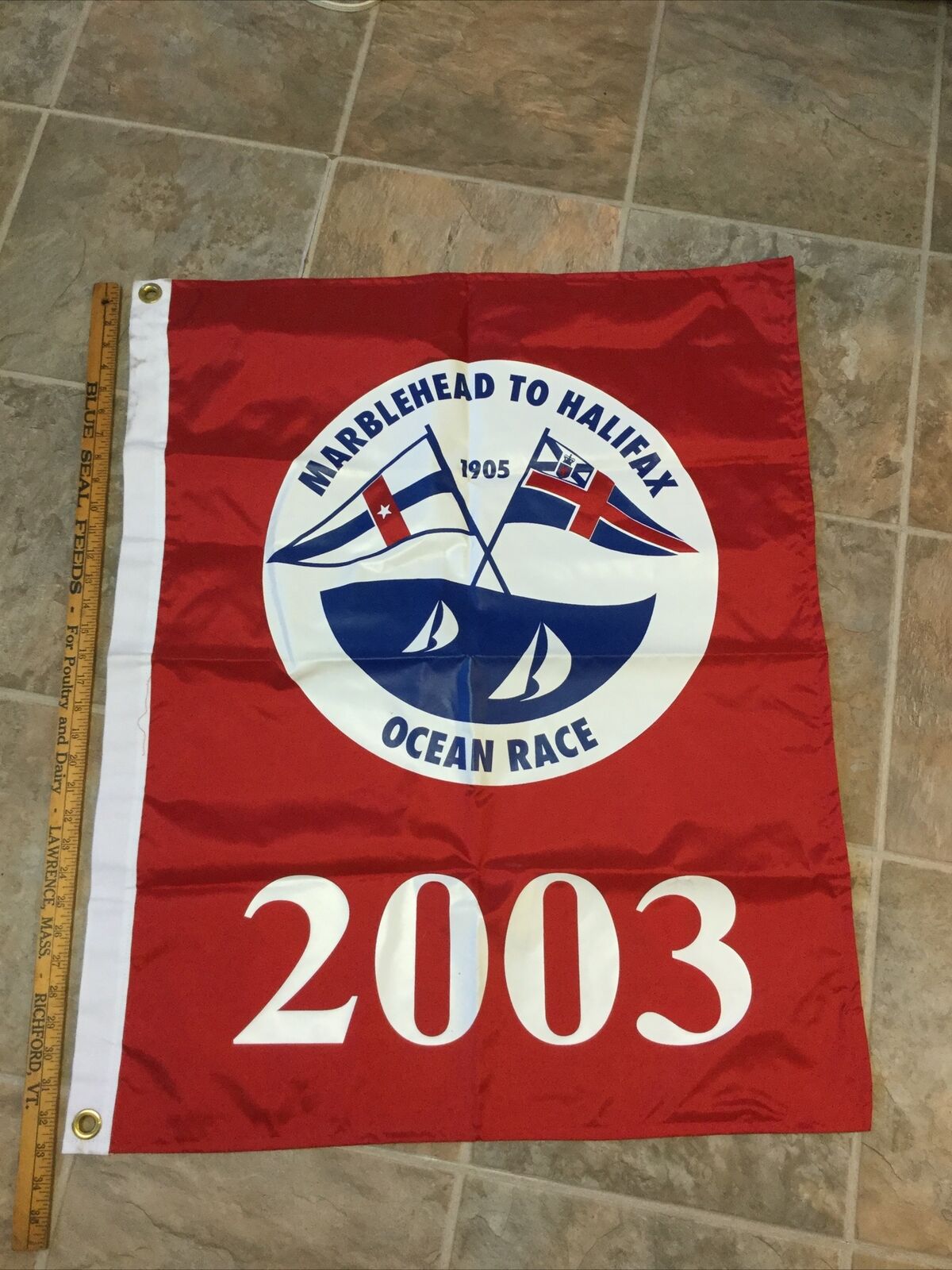 Rare 27" X 34" Nautical Yacht Flag Marblehead To Halifax Ocean Race 2003
