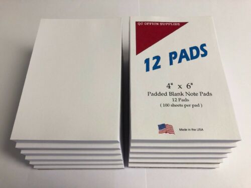 Note Pads / Scratch Pads-  4” X 6” - 100 Sheets Per Pad  - 12 Pads